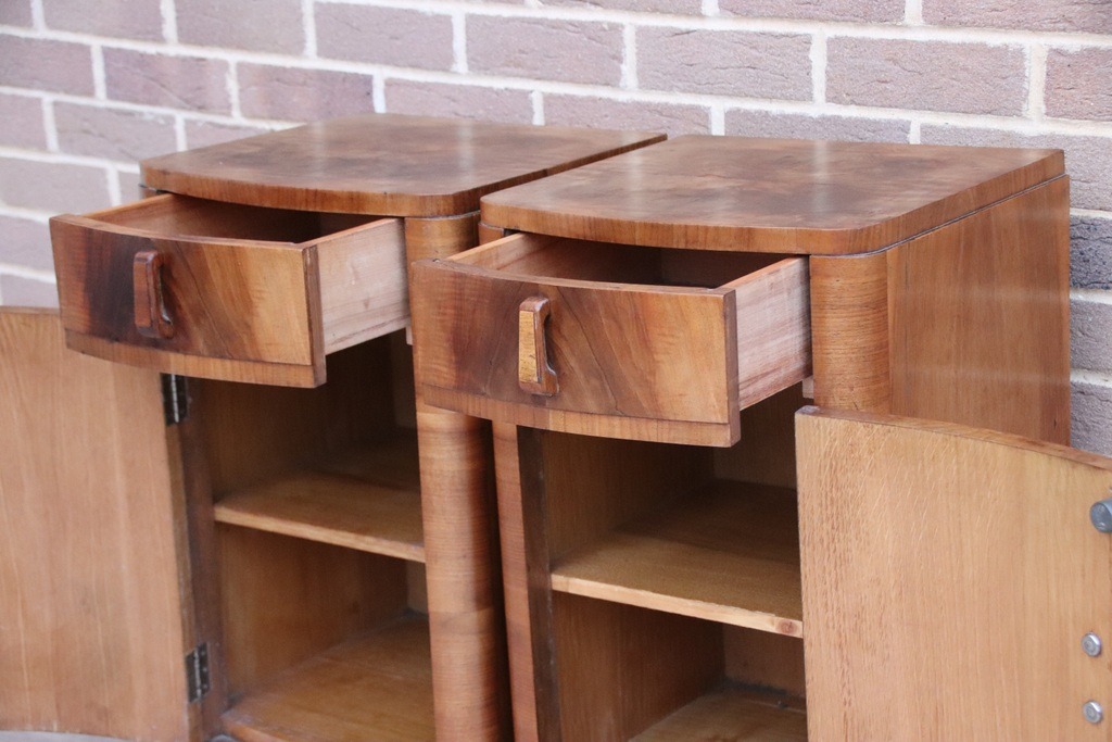 Pair of Art Deco Walnut Bedside Cabinets - Image 8