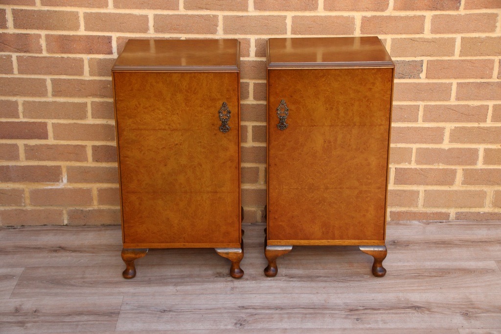 IMG_2697 Pair of Antique Burr Walnut Bedside Cabinets - Image 1
