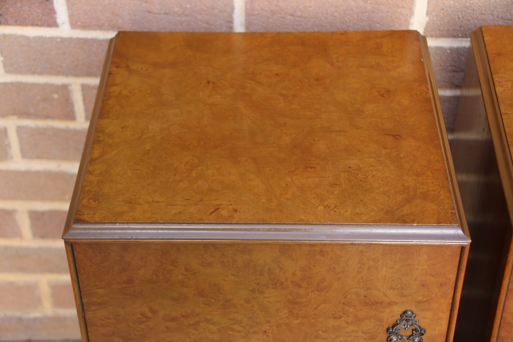 Pair of Antique Burr Walnut Bedside Cabinets - Image 13