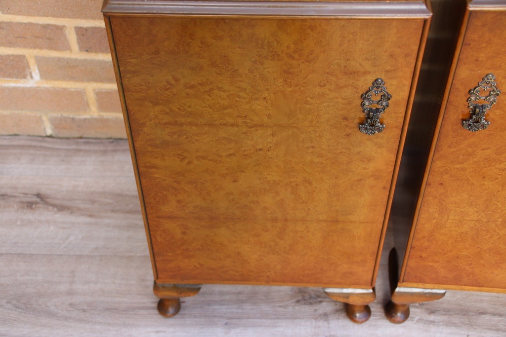 Pair of Antique Burr Walnut Bedside Cabinets - Image 14
