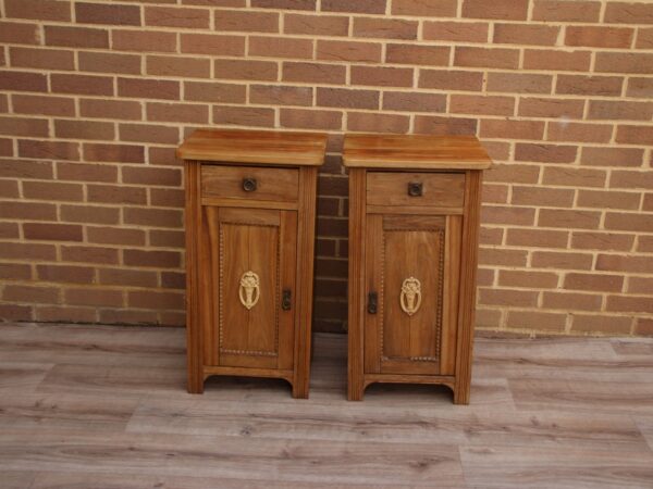 Pair of Antique Neoclassical English Pine Bedside Tables