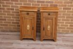 Pair of Antique Neoclassical English Pine Bedside Tables - Image 2