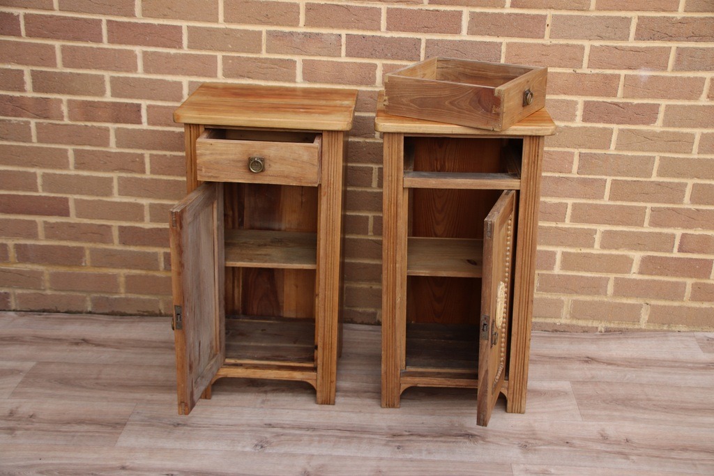 Pair of Antique Neoclassical English Pine Bedside Tables - Image 9