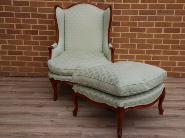 Wesley Barrell French Wingback Armchair with Footstool
