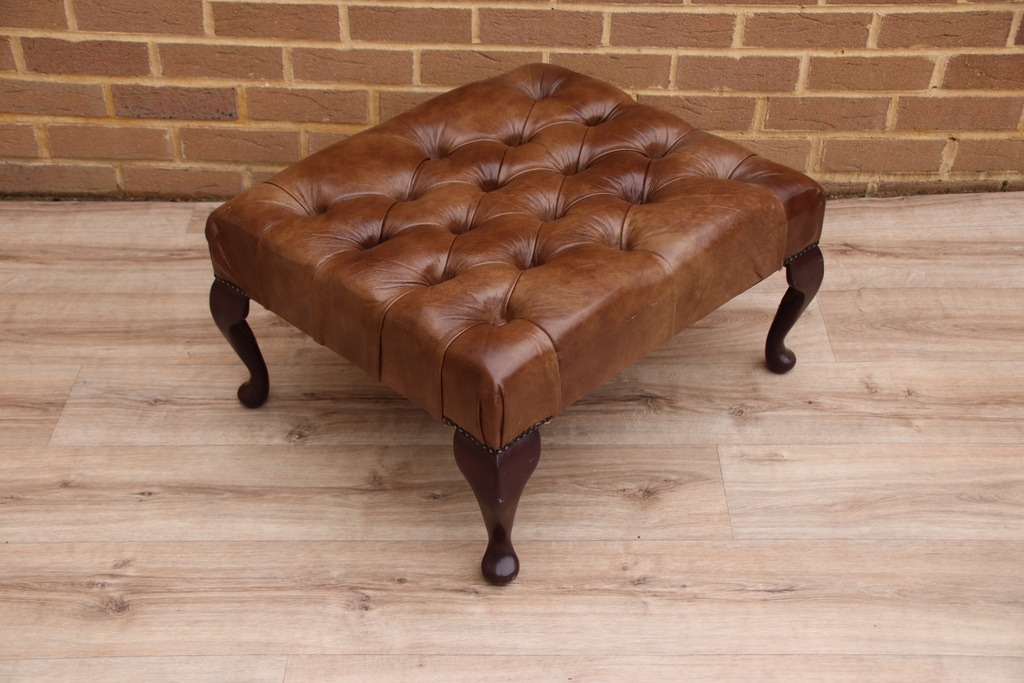 Chesterfield Whiskey Brown Footstool - Image 4