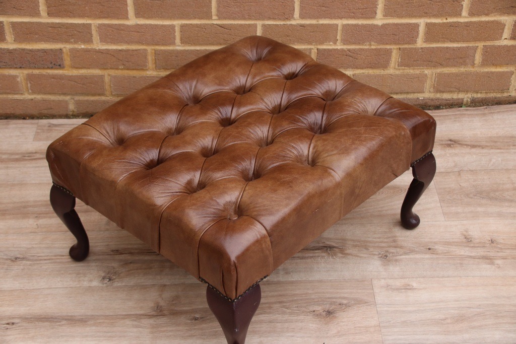 Chesterfield Whiskey Brown Footstool - Image 5