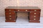 Military Campaign Pedestal Directors Desk