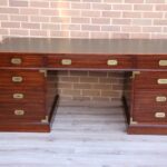 Military Campaign Pedestal Directors Desk