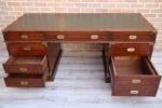Military Campaign Pedestal Directors Desk - Image 5