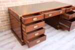 Military Campaign Pedestal Directors Desk - Image 8