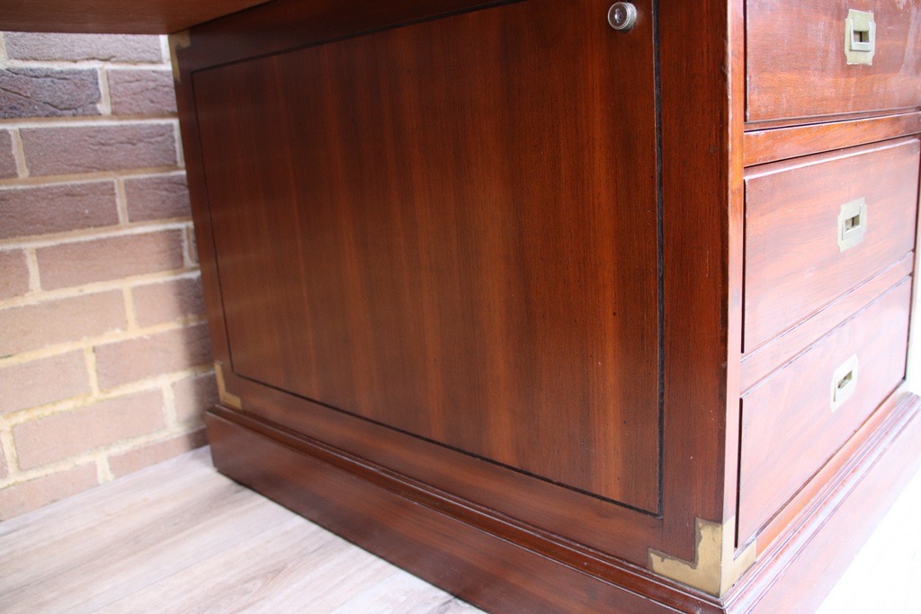 Military Campaign Pedestal Directors Desk - Image 15