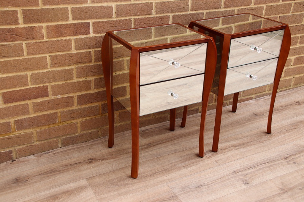 Pair of Glass Laura Ashley Bedside Tables - Image 2