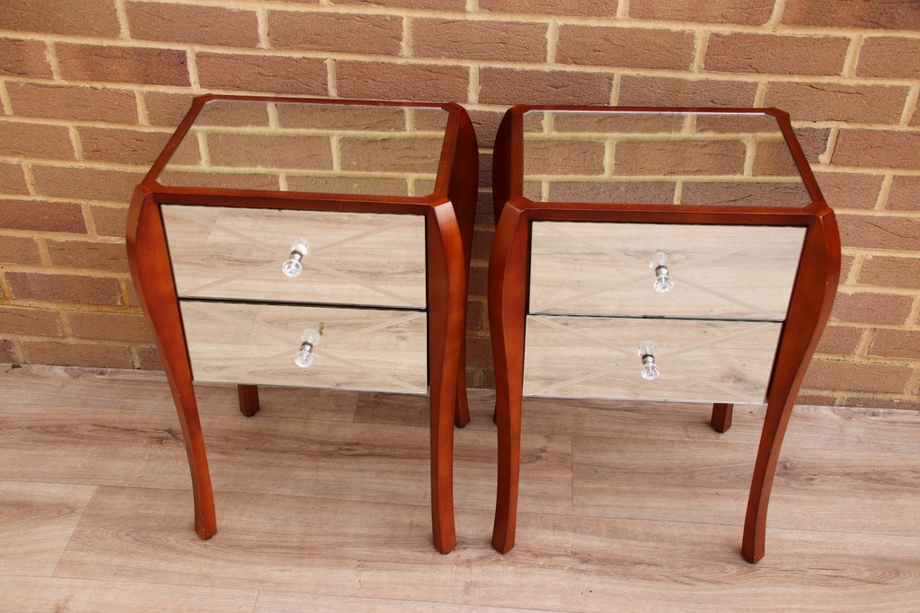 Pair of Glass Laura Ashley Bedside Tables - Image 3
