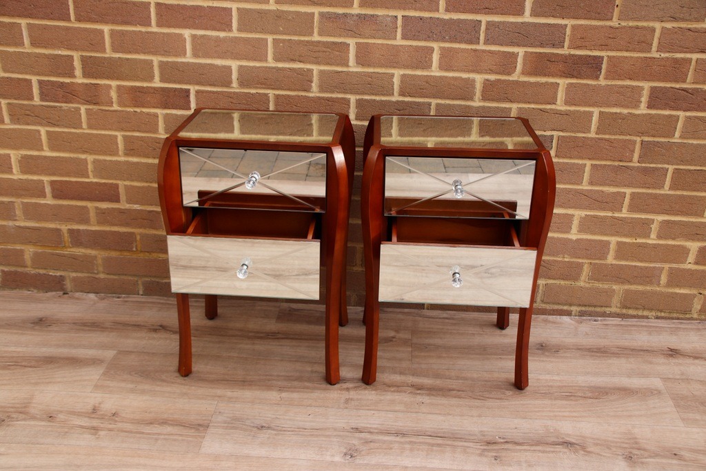 Pair of Glass Laura Ashley Bedside Tables - Image 4