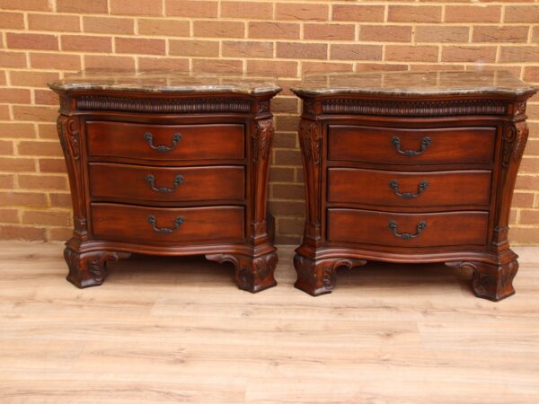 Pair of Elegant Bedside Chests with Marble