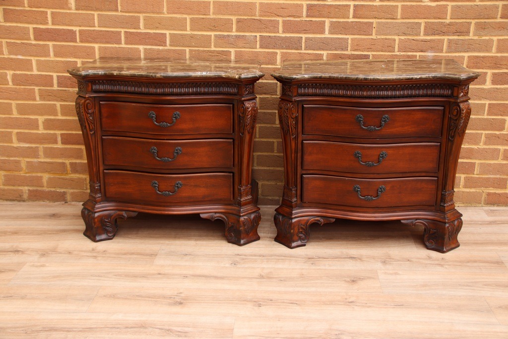 Pair of Elegant Bedside Chests with Marble - Image 1