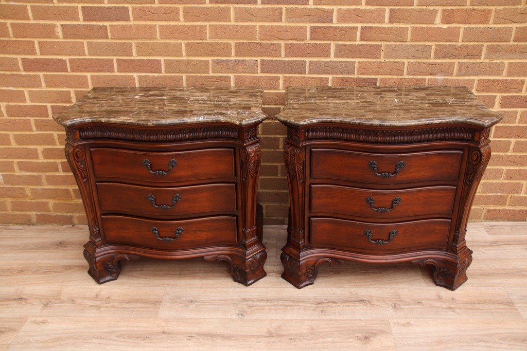 Pair of Elegant Bedside Chests with Marble - Image 5