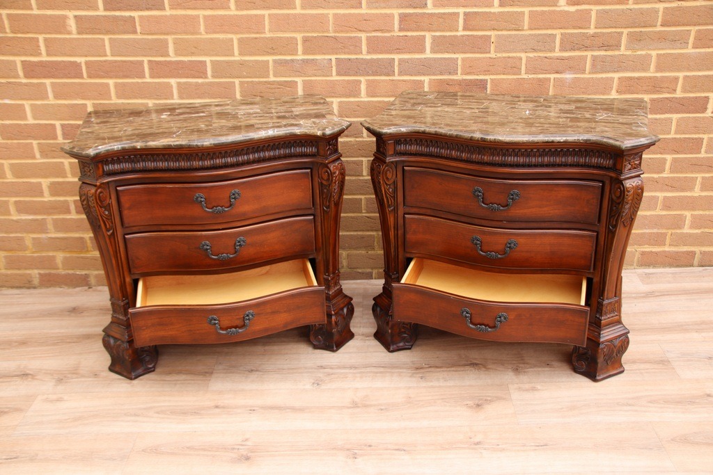 Pair of Elegant Bedside Chests with Marble - Image 6