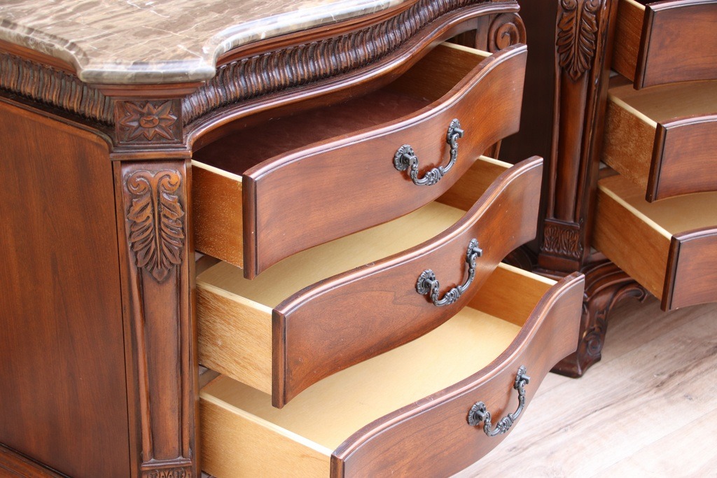 Pair of Elegant Bedside Chests with Marble - Image 9