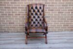 Chesterfield Whiskey Brown Slipper Chair