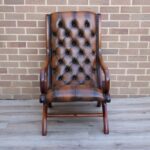 Chesterfield Whiskey Brown Slipper Chair