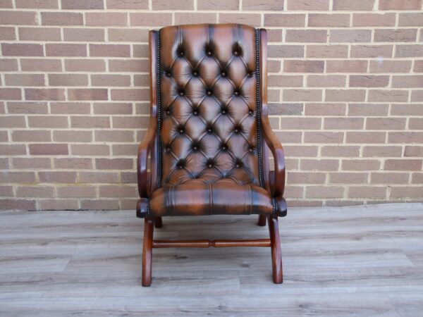 Chesterfield Whiskey Brown Slipper Chair