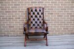 Chesterfield Whiskey Brown Slipper Chair - Image 3