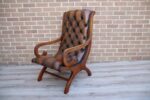 Chesterfield Whiskey Brown Slipper Chair - Image 4