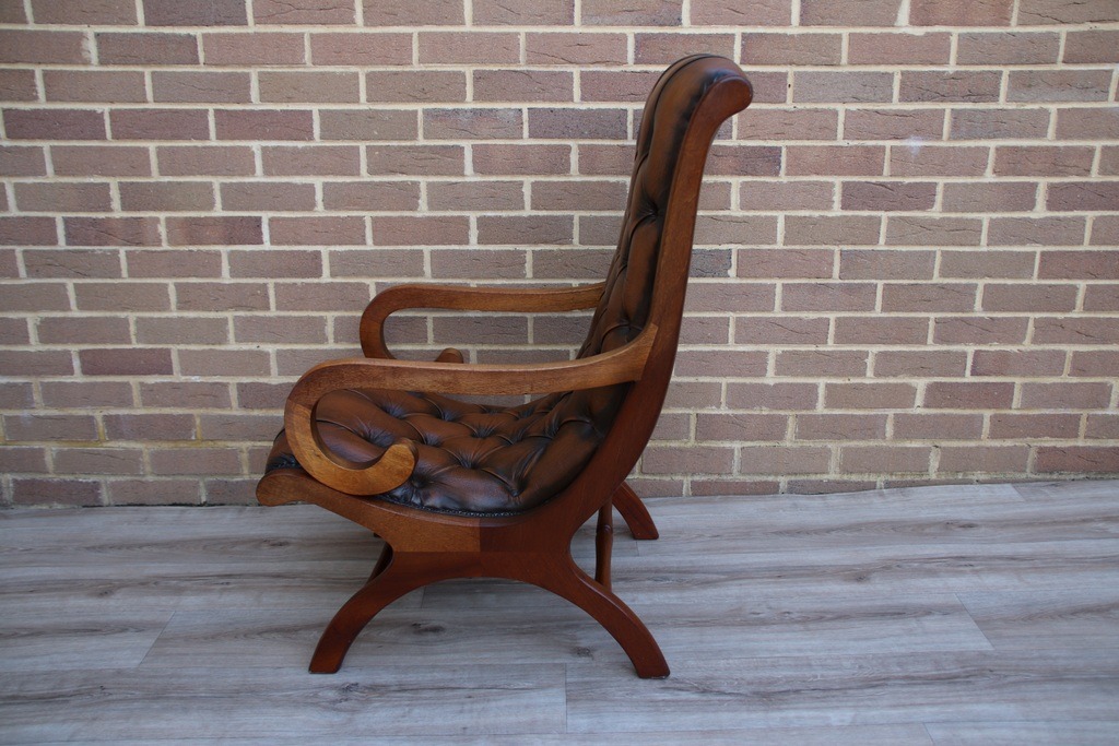 Chesterfield Whiskey Brown Slipper Chair - Image 5