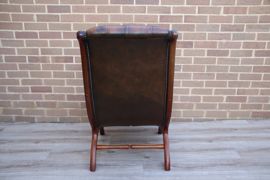Chesterfield Whiskey Brown Slipper Chair - Image 6