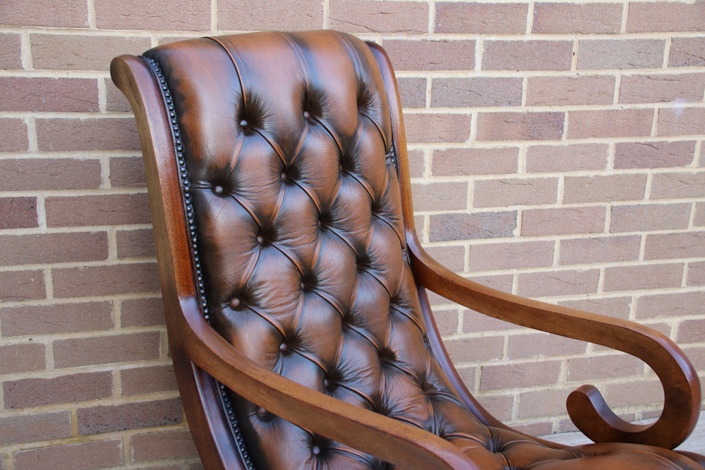 Chesterfield Whiskey Brown Slipper Chair - Image 7
