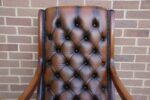 Chesterfield Whiskey Brown Slipper Chair - Image 8