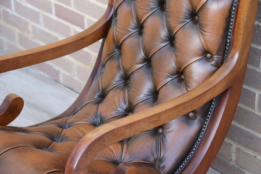 Chesterfield Whiskey Brown Slipper Chair - Image 11