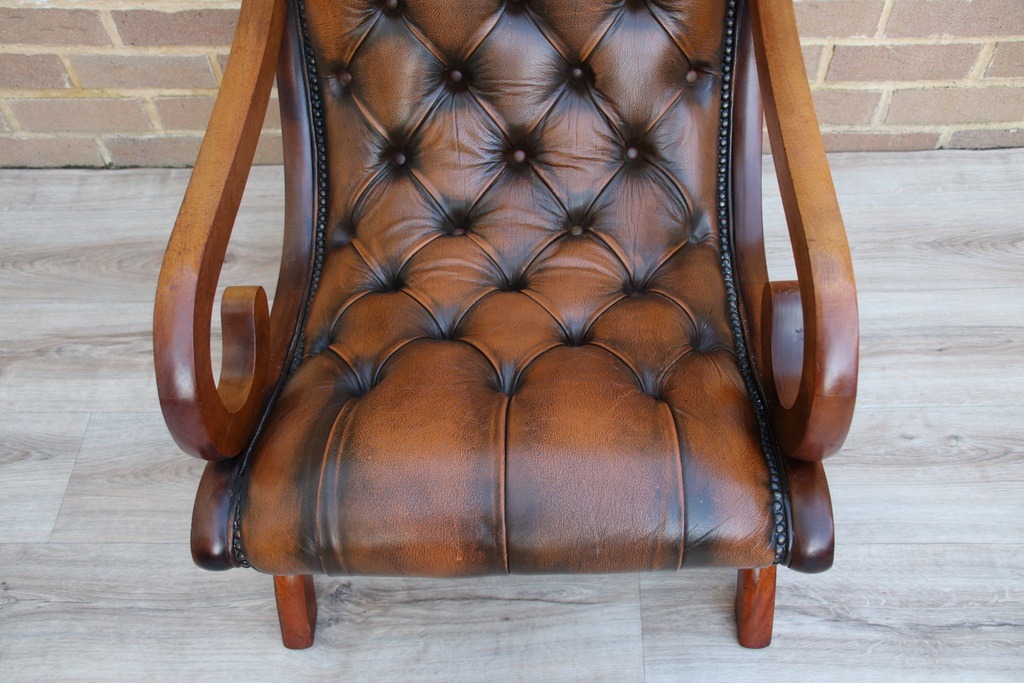 Chesterfield Whiskey Brown Slipper Chair - Image 14