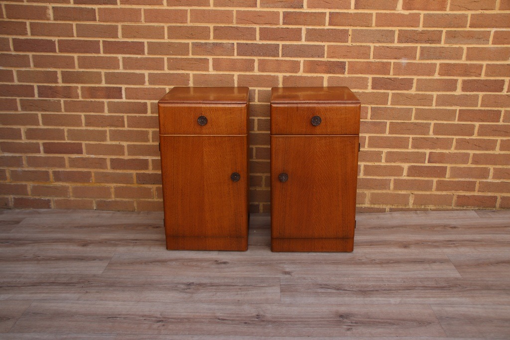 IMG_6000 Pair of Mid-Century Oak Bedside Cabinets - Image 1