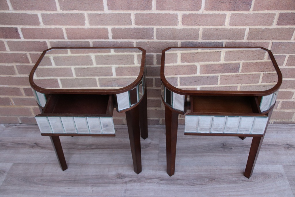 Laura Ashley Pair of Mirrored Bedside Tables - Image 3