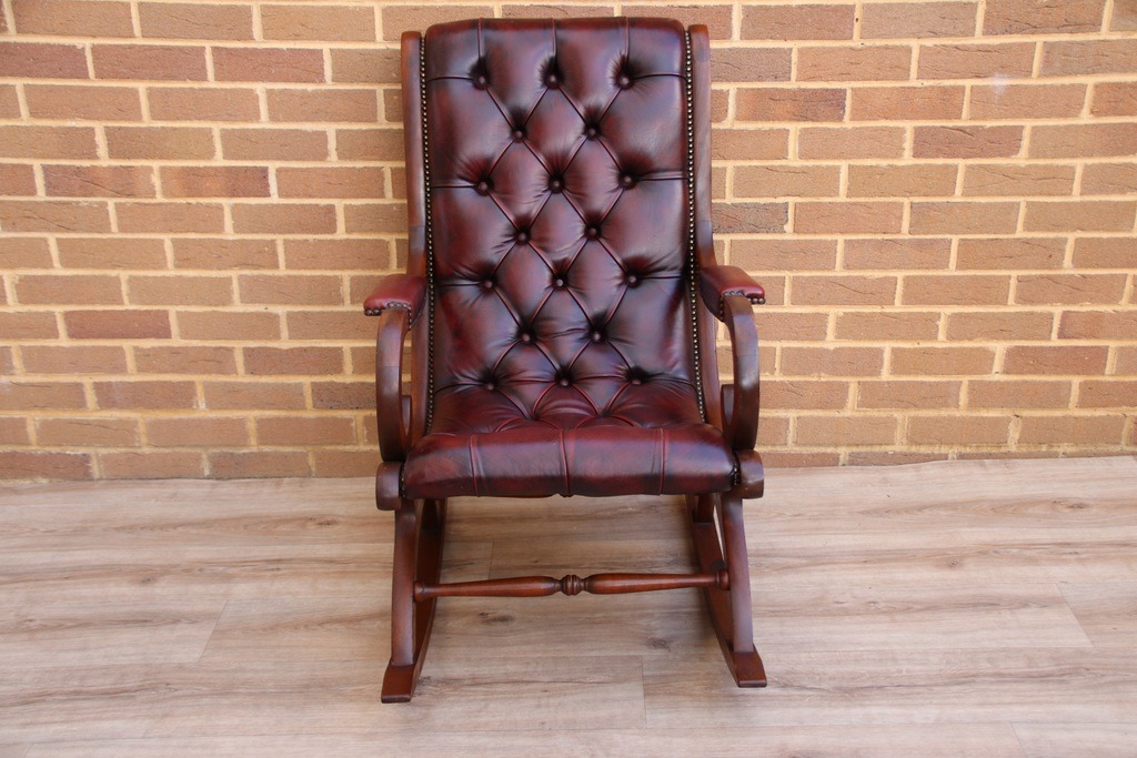Chesterfield Rocking Ox Blood Chair - Image 3