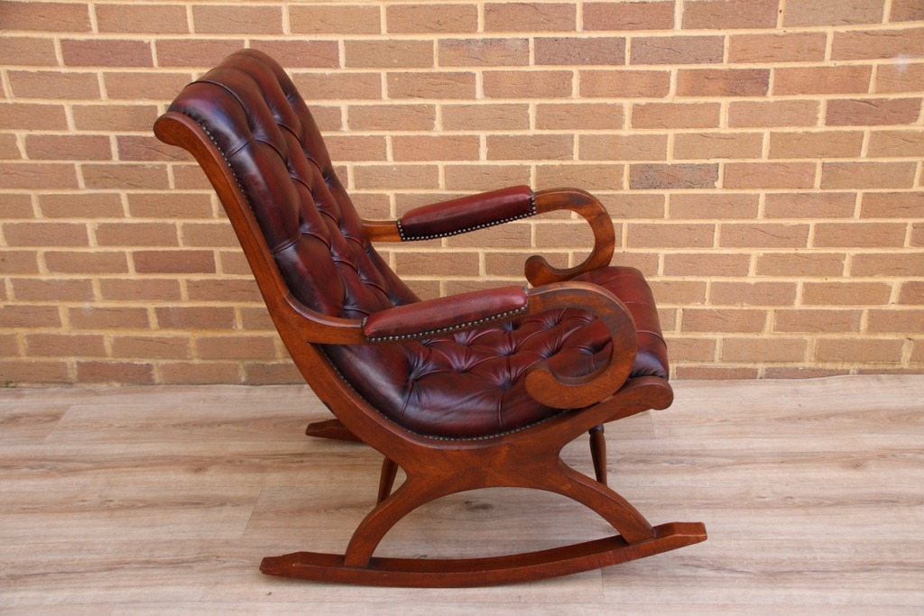 Chesterfield Rocking Ox Blood Chair - Image 7