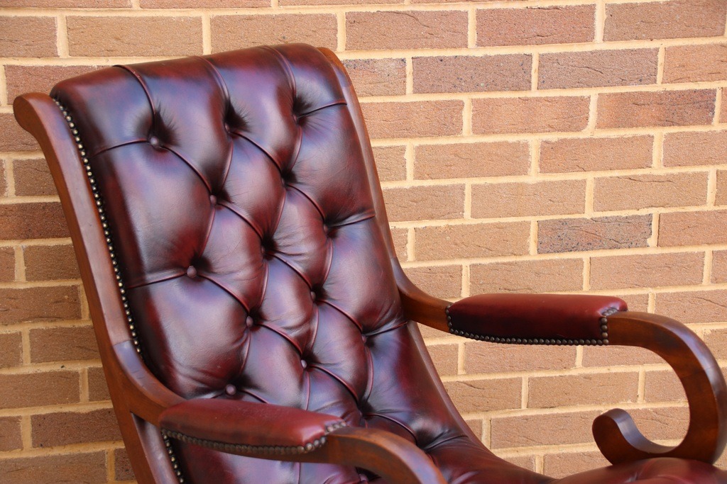 Chesterfield Rocking Ox Blood Chair - Image 9