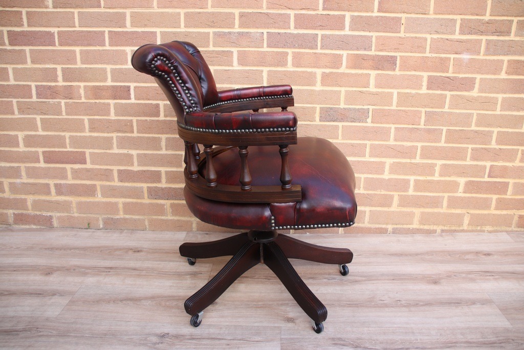Chesterfield Vintage Ox Blood Captains Chair - Image 6