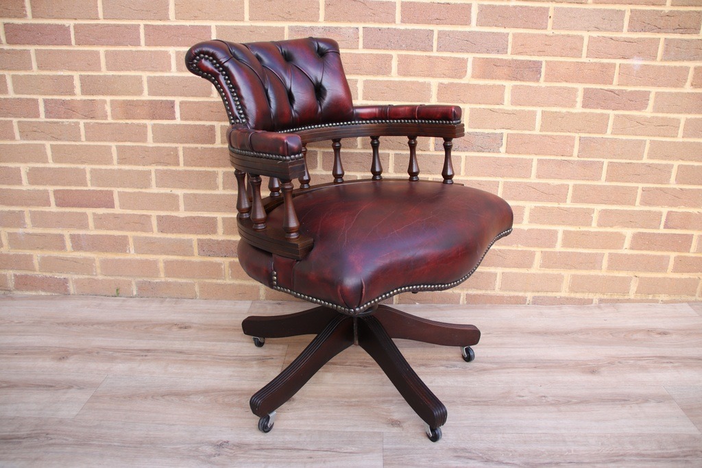 Chesterfield Vintage Ox Blood Captains Chair - Image 7