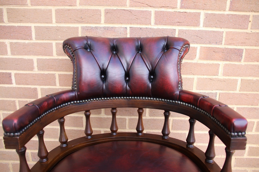 Chesterfield Vintage Ox Blood Captains Chair - Image 12