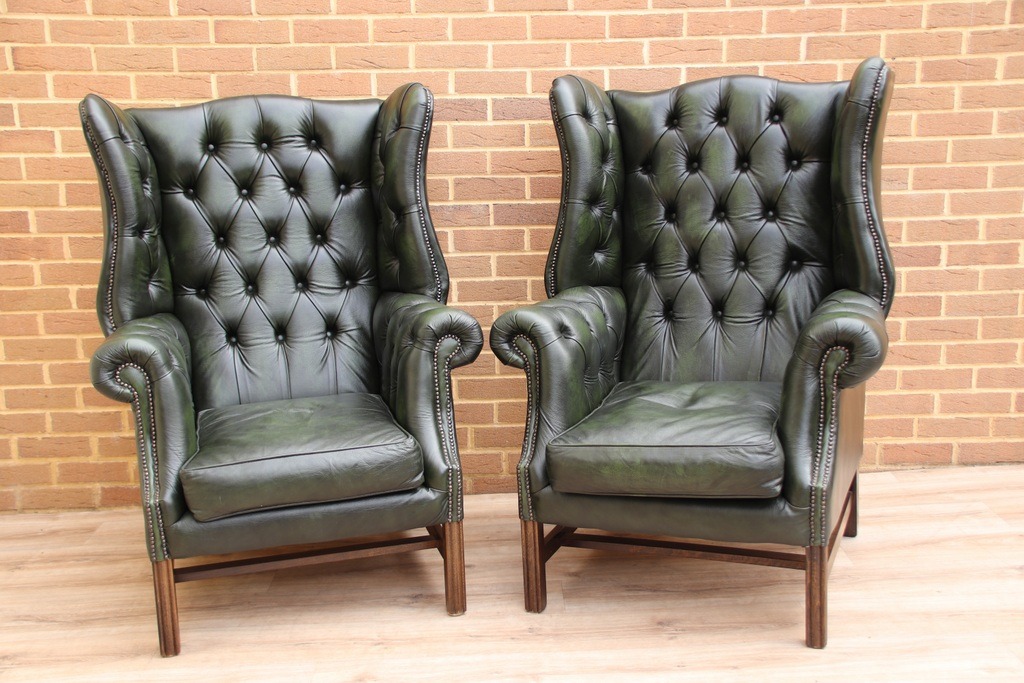 Pair of Manchester High Back Armchairs - Image 2