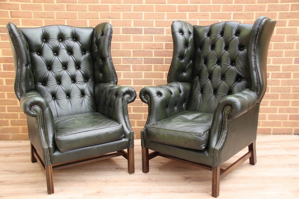 Pair of Manchester High Back Armchairs - Image 3