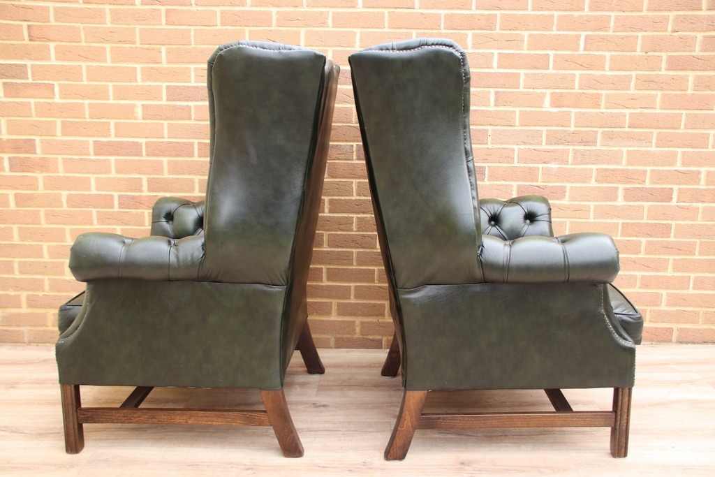 Pair of Manchester High Back Armchairs - Image 6