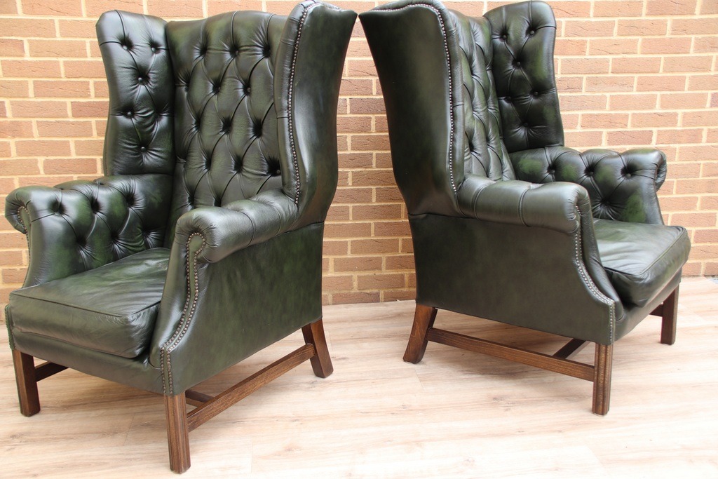 Pair of Manchester High Back Armchairs - Image 7