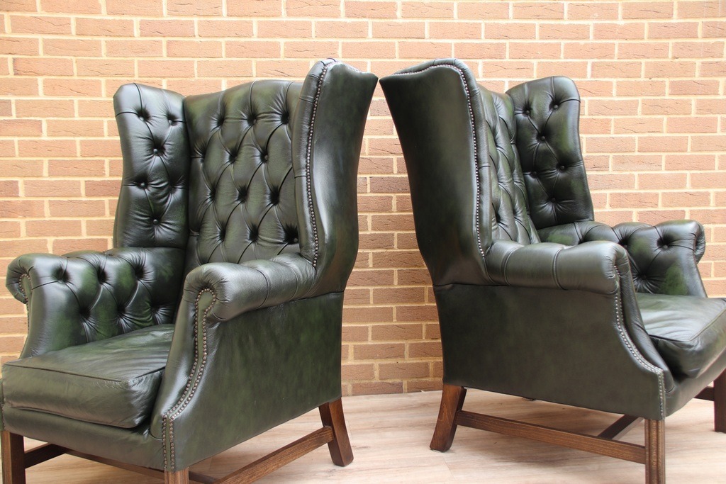 Pair of Manchester High Back Armchairs - Image 8