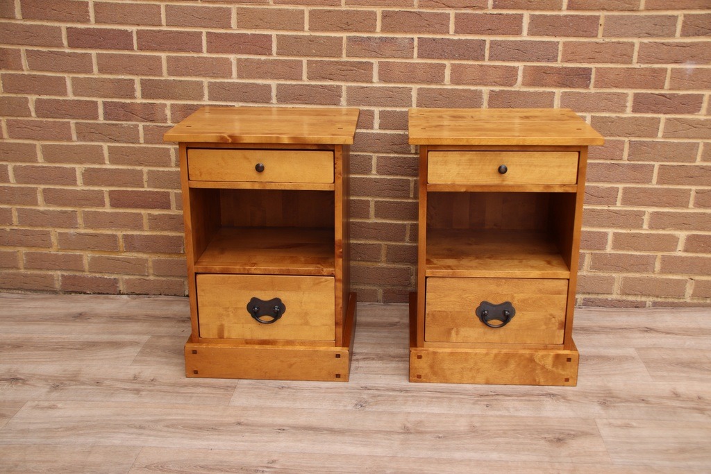 IMG_9195 Pair of Laura Ashley Garrat Honey Bedside Tables - Image 1