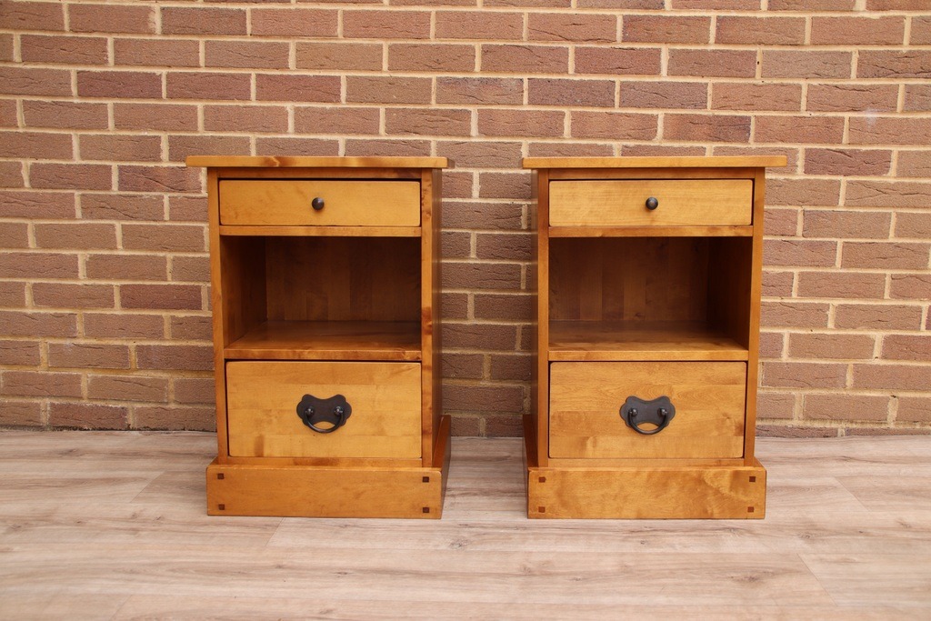 Pair of Laura Ashley Garrat Honey Bedside Tables - Image 3