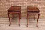 Pair of Queen Anne Mahogany Lamp Tables with Pull-Out Slides
